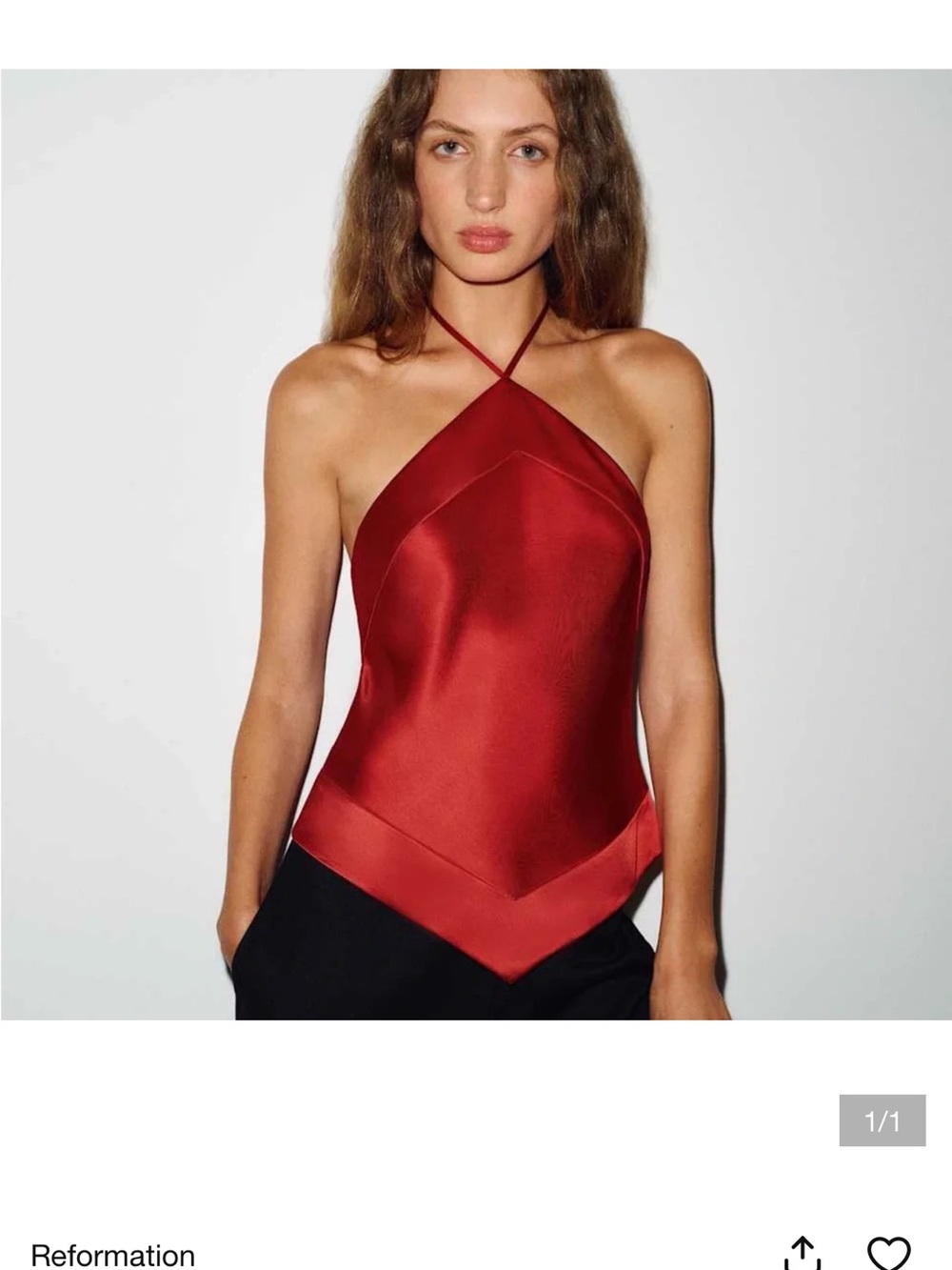 Reformation Red Satin Halter Neck Top - Jillian top